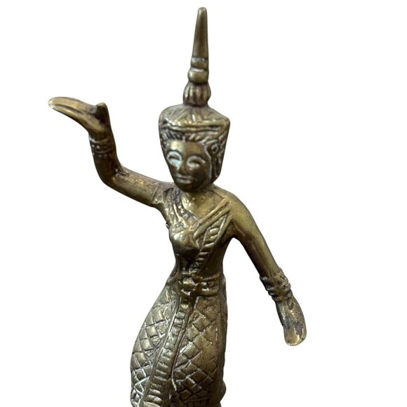 Handcrafted Brass Thai Dancer Statue - Small Decorative Figurine - Picture 2 of 6